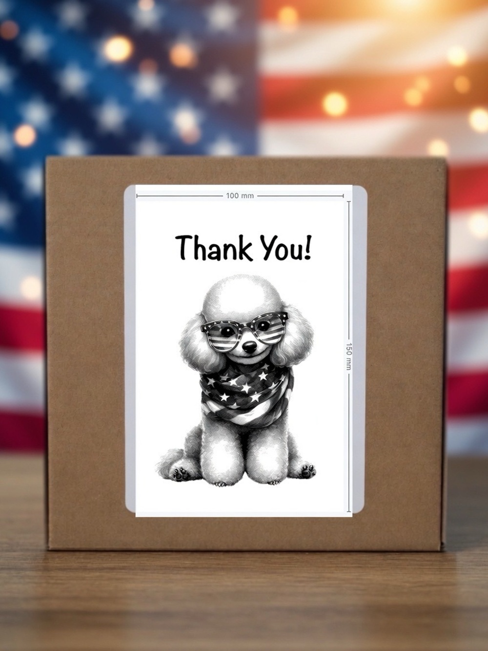 Patriotic Poodle Thank You Stickers 
4”x6”-100ct.